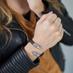 S21BLK Slangen Armband Leer Dames Fierce Collectie