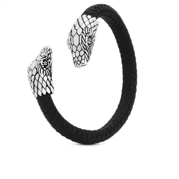 S21BLK Slangen Armband Leer