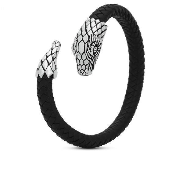 S23BLK Slang Armband Leer Fierce Collectie