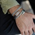 S23BLK Slang Armband Leer Heren Fierce Collectie