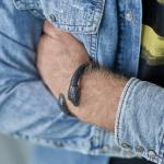 S24BLK Slang Armband zwart leer Heren Fierce Collectie