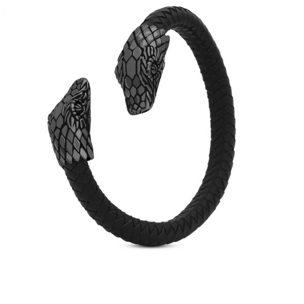 S24BLK Slang Armband zwart leer