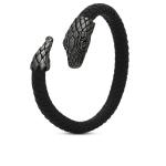 S25BLK Slang Armband zwart rhodium & leder Fierce Collectie