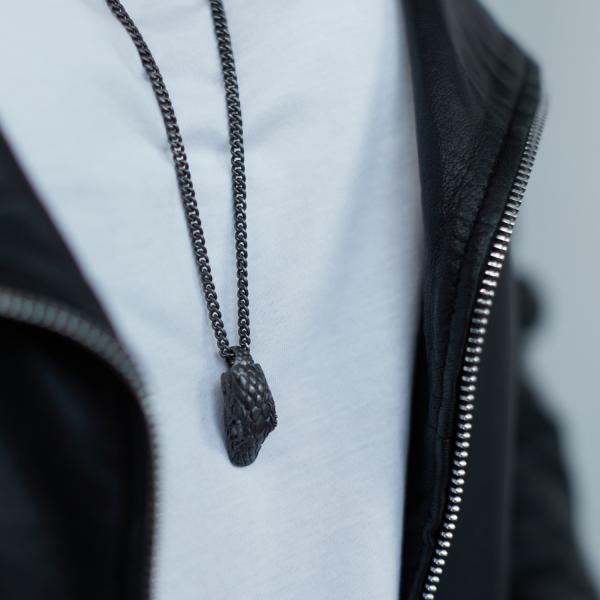 S27BLK zwart rhodium Slang Ketting Fierce Collectie