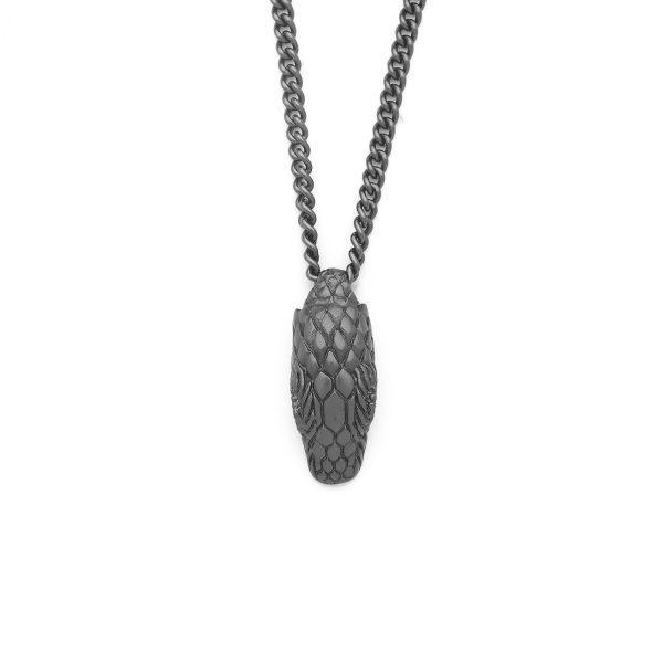 S27BLK zwart rhodium Slang Ketting