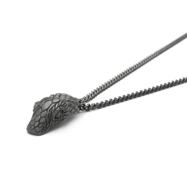 S27BLK zwart rhodium Slang Ketting Fierce Collectie