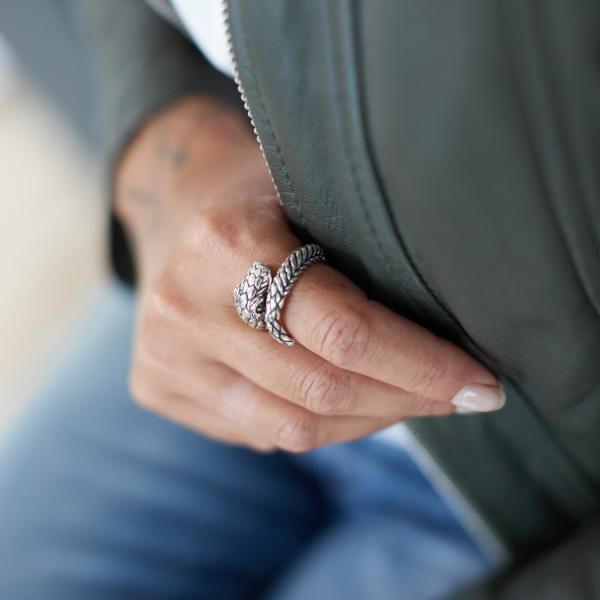 S28 Zilveren Slangen Ring Dames Fierce Collectie