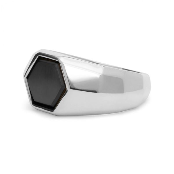 X201SRI zegelring silver - rutheniumplated
