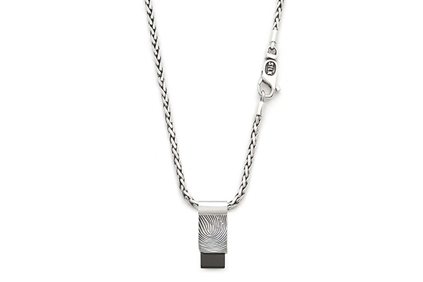 Zilveren ketting met zwarte onyx tag 181BLK