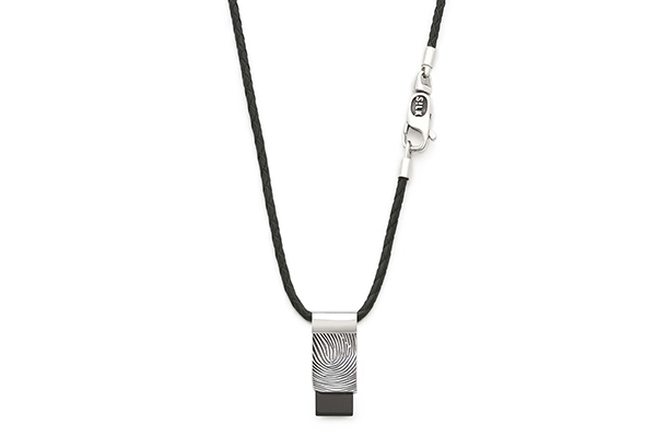 Lederen KETTING MET ZWARTE ONYX TAG 184BLK