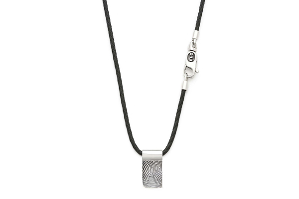SILK zilveren en leren ketting met vingerafdruk