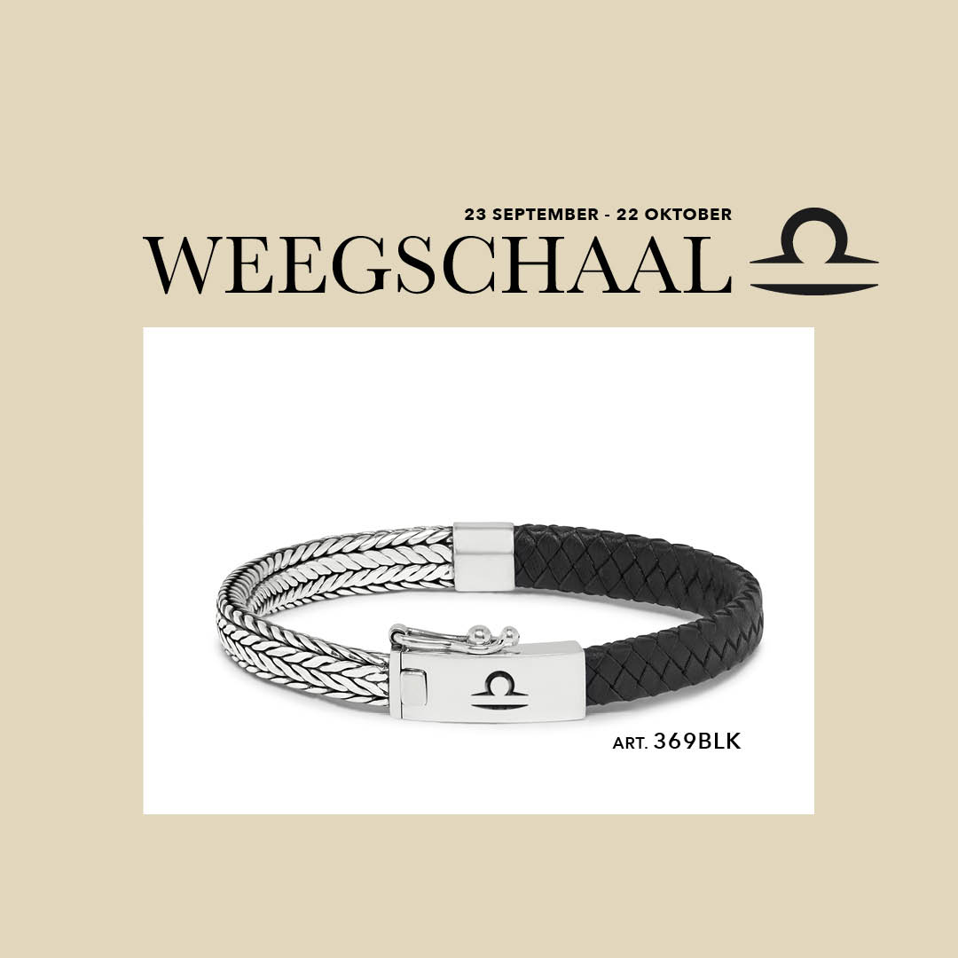 Weegschaal armband zilver leer