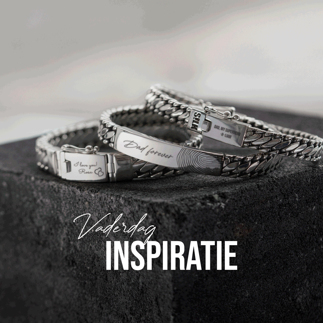 Vaderdag armbanden zilver en leer SILK Jewellery