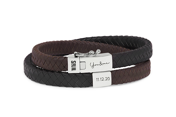 Robuuste stoere papa armband met gegraveerde naam of initialen