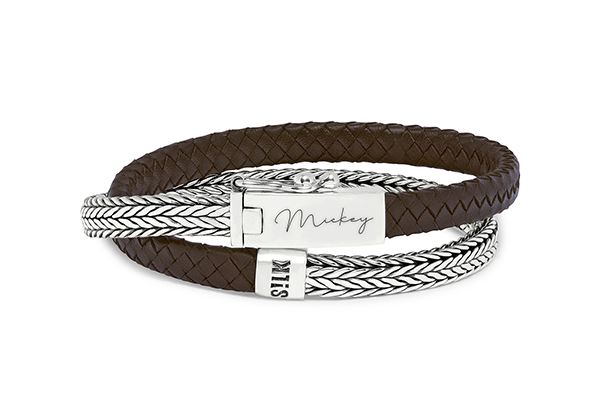 HALF LEER HALF ZILVEREN ARMBAND